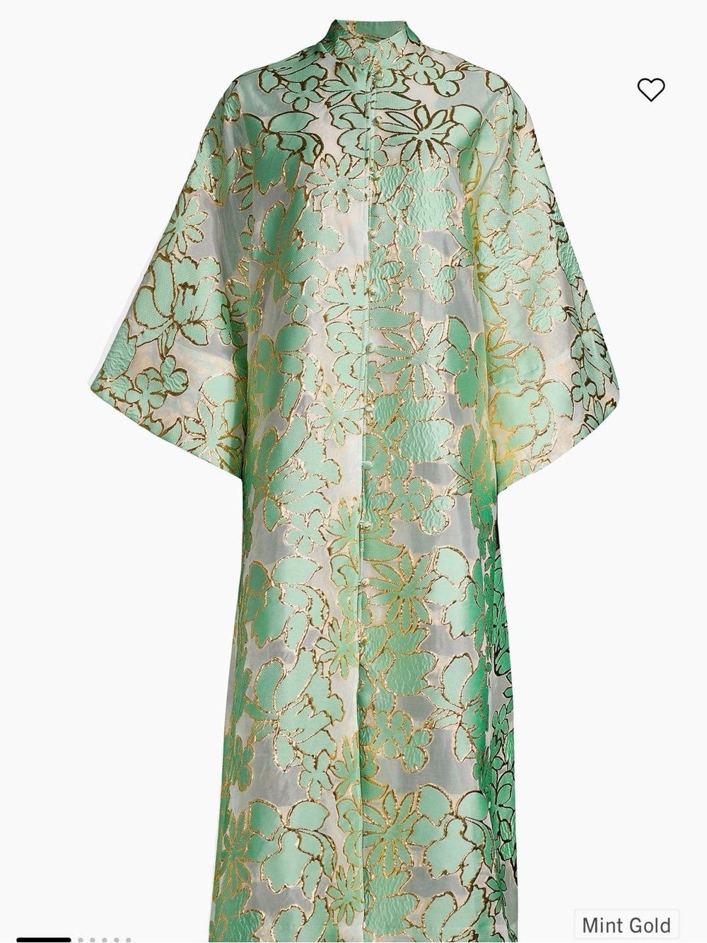 La Vie Style House Women's Floral Brocade Maxi Caftan Dress in Mint
Gold